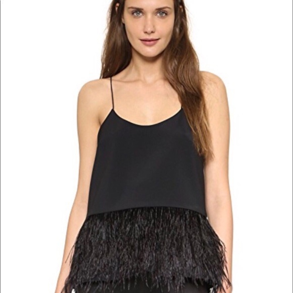 Tibi Ostrich Feather Top